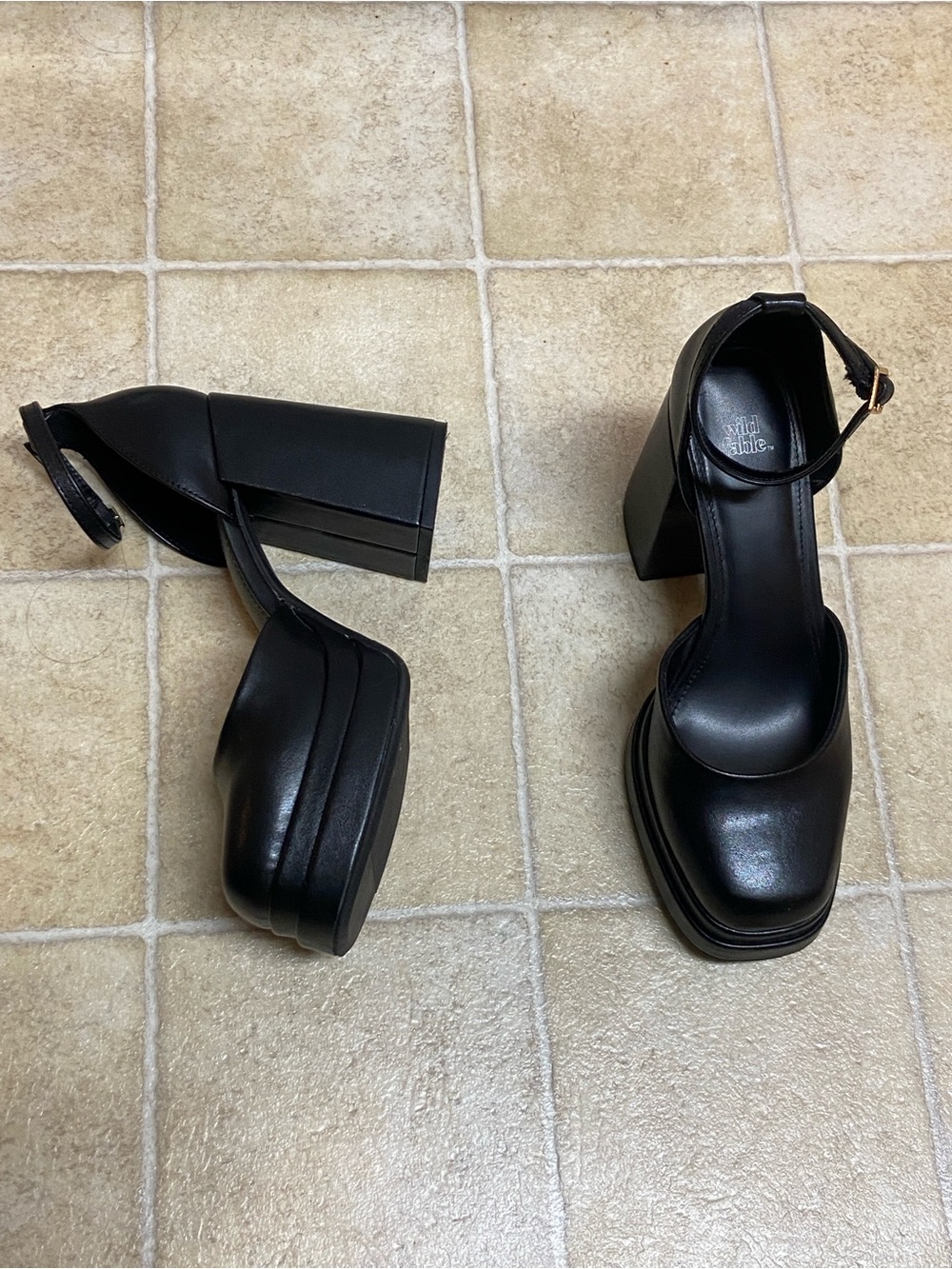 wild fable Black Platform Ankle-Strap Block Heels - Picture 14 of 14
